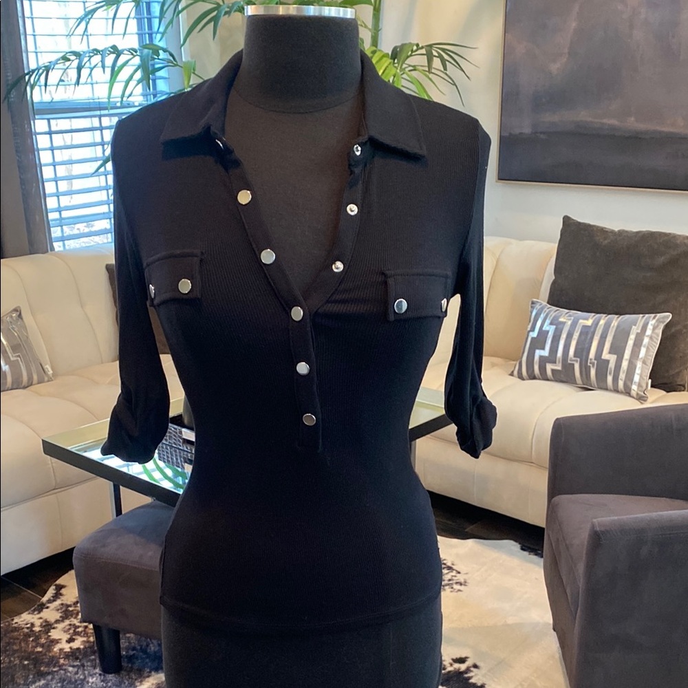 Guess Black Button-Up Top